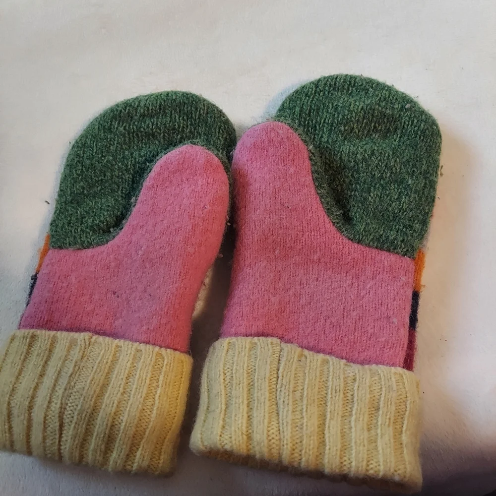Colorful Striped Kids Mittens Soft Winter